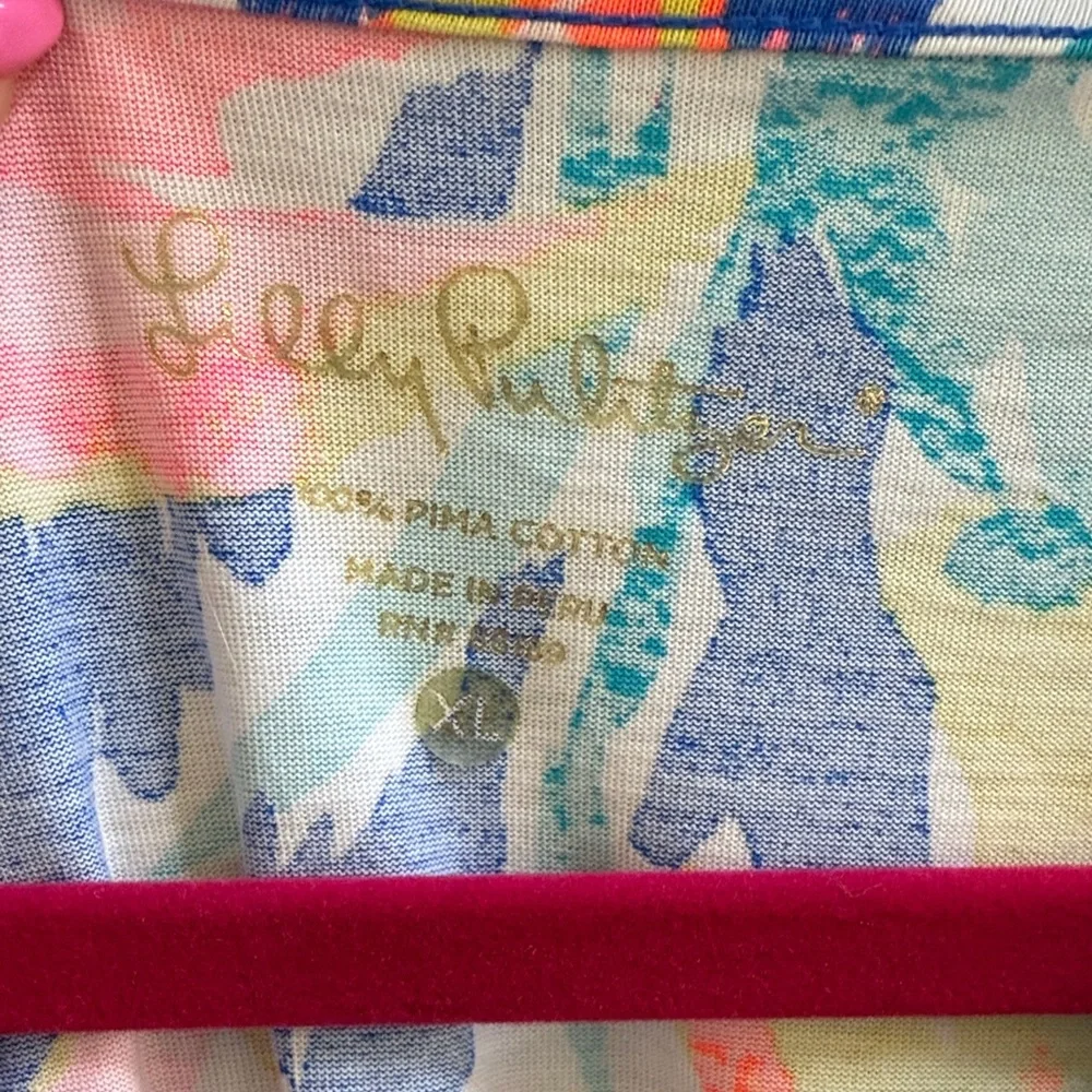 Lilly Pulitzer Blue Floral Shift Dress with Pink, Green & Yellow Accents - Picture 4 of 4